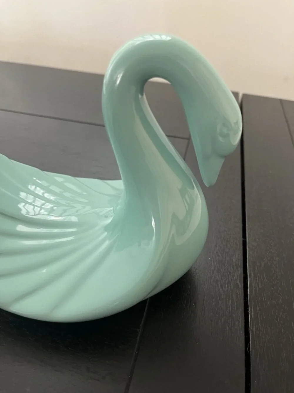 Vintage Aqua Ceramic Swan Towel Holder 80s Retro Bathroom Washcloth Decor 7